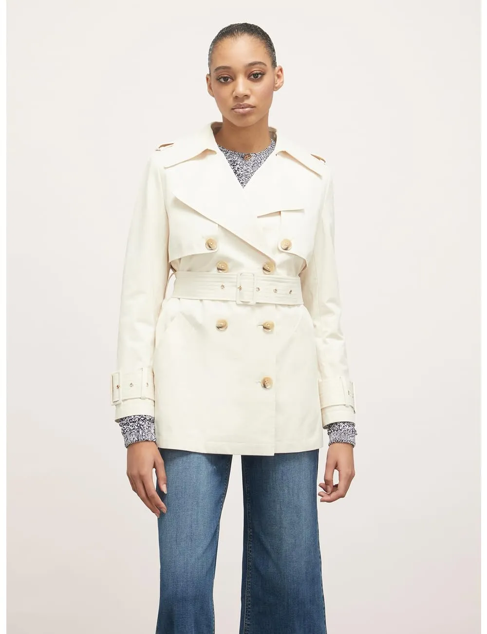 Motivi Kurzer zweireihiger Trenchcoat Weiß 44