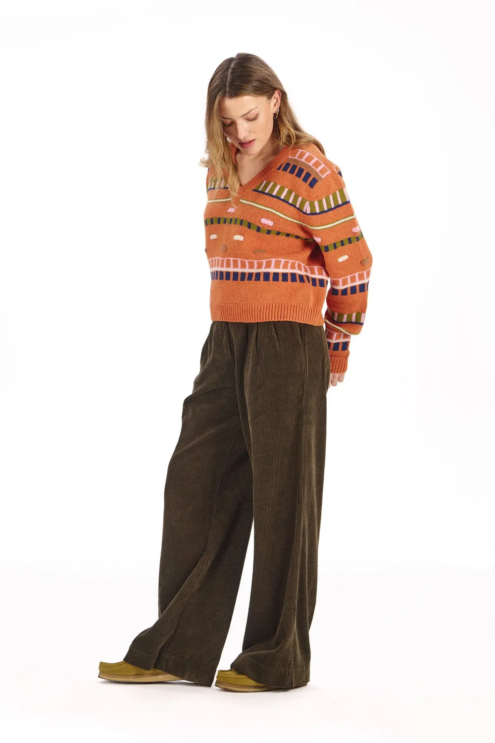 Komodo Lola Cordhose Khaki Bio-Baumwolle 40