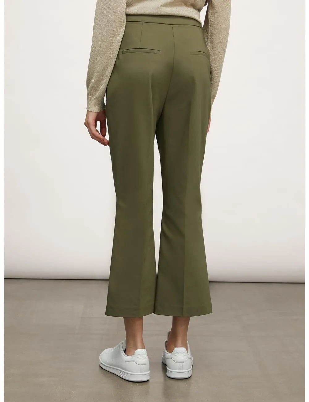 Motivi Kick-Flare-Hose Baumwolle Bügelfalte unifarben
