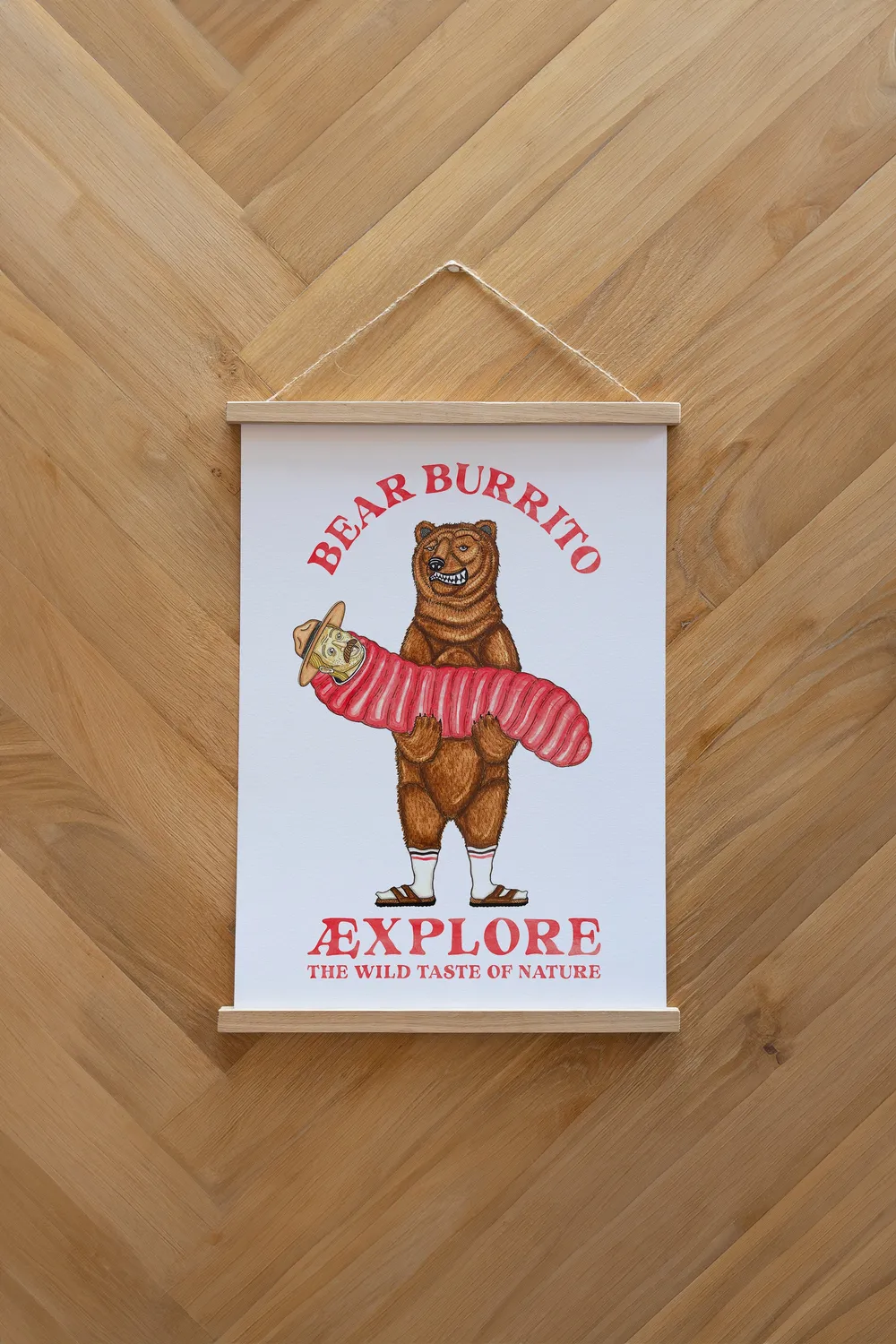 LAKOR Bear Burrito Poster Weiß Bärenmotiv