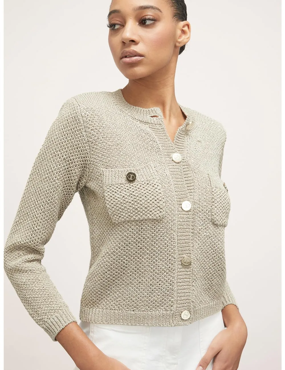 Motivi Kurzer Bouclé-Cardigan Pailletten