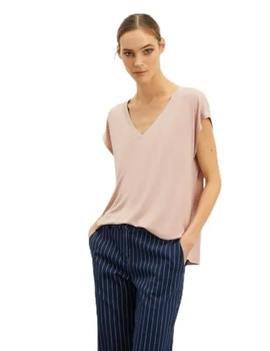 Motivi V-Ausschnitt T-Shirt Viskose Lurex-Bündchen