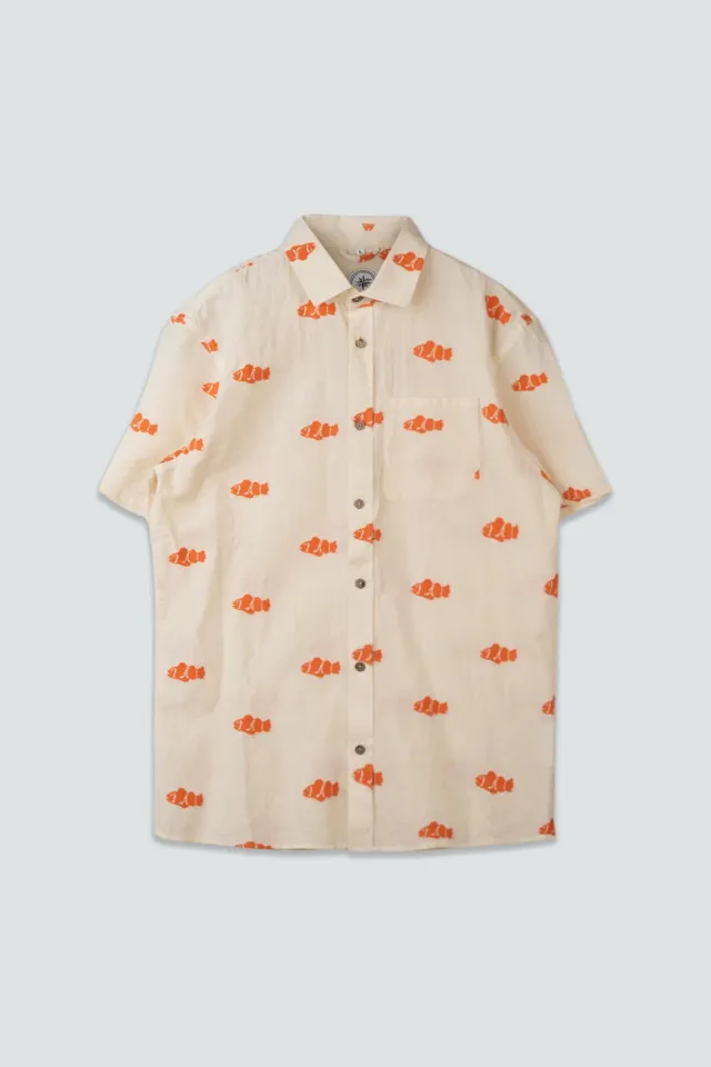 LAKOR Clownfish Kurzarmhemd Off White Bio-Baumwolle