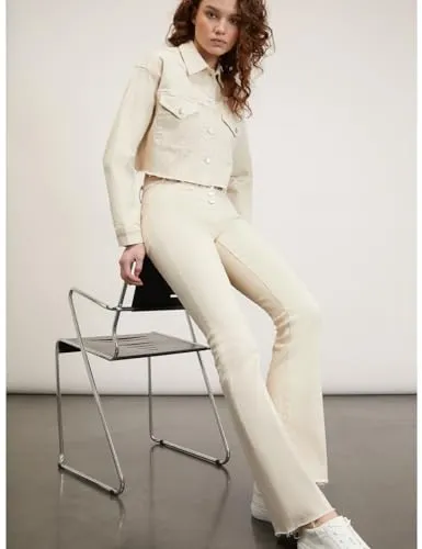Motivi Cropped-Blousonjacke Drillich Baumwolle Fransen