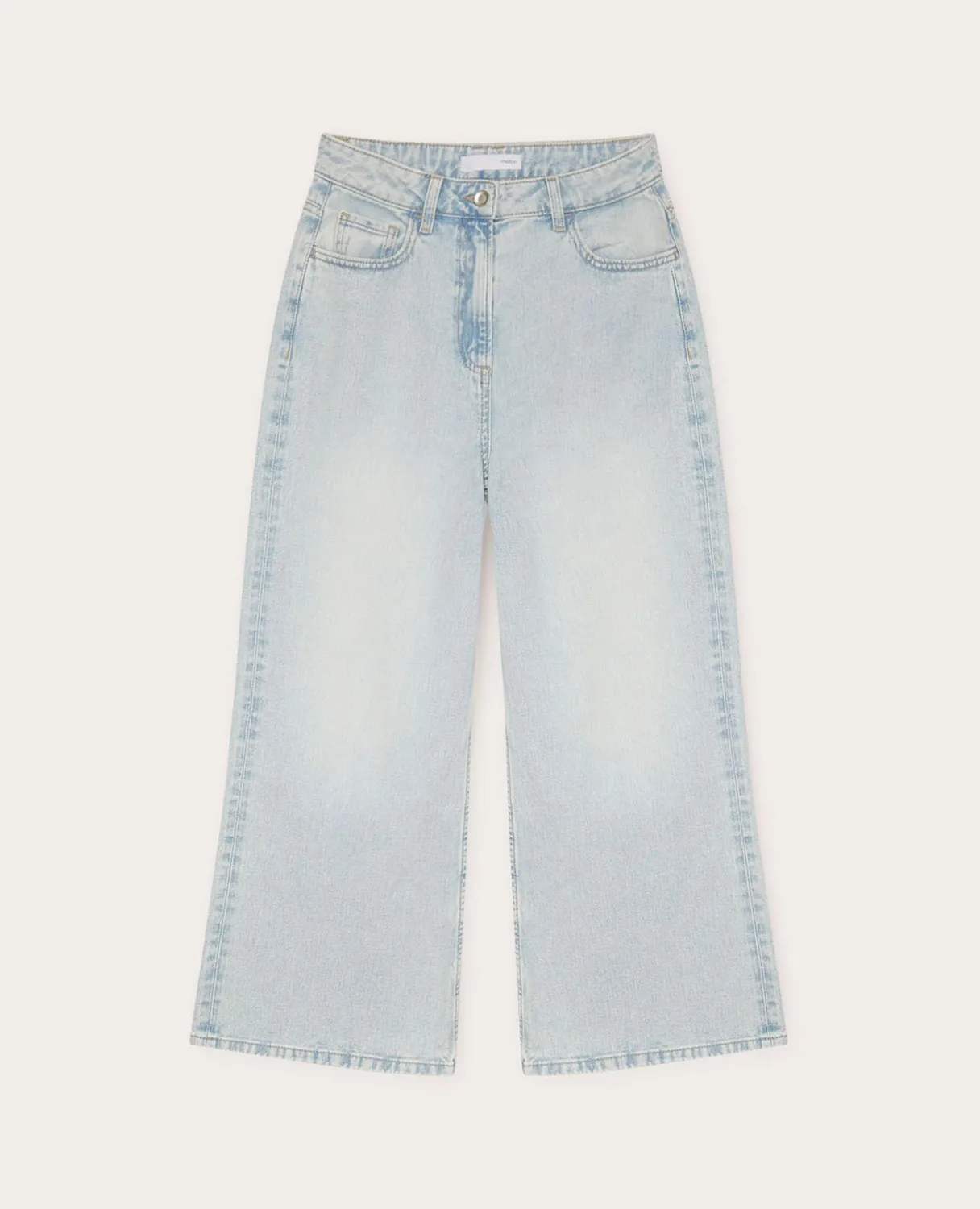 Motivi Cropped-Jeans Wide-Leg Hellblau Baumwoll-Denim