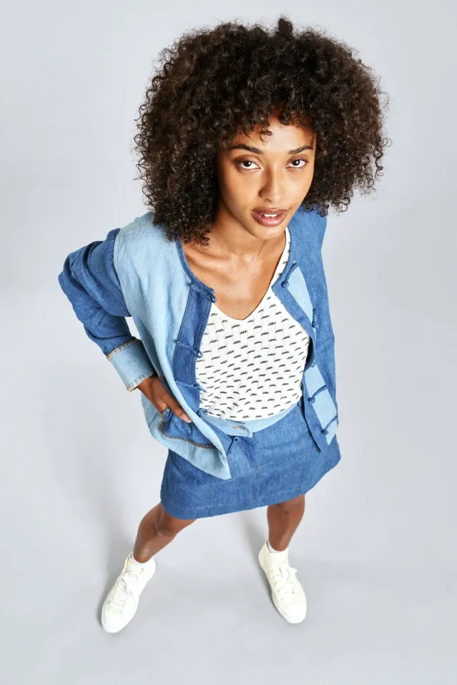 Komodo Nelly Organic Cotton Jacke Blau Patchwork