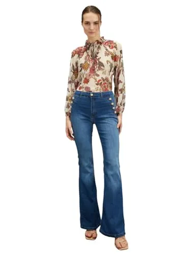 Motivi Flare-Jeans Knopf-Motiv Jeans blau