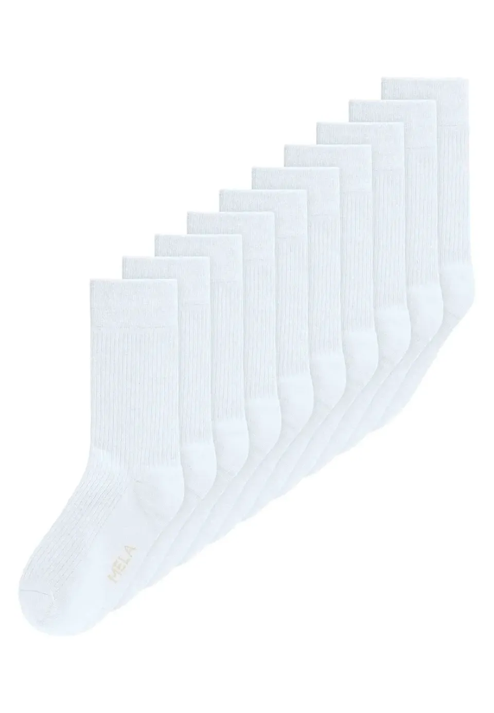 MELA Ripp Socken weiß 10er-Pack Bio-Baumwolle