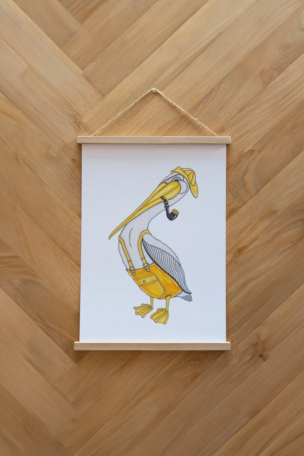 LAKOR Pier Pelican Poster Weiß Kunstdruck