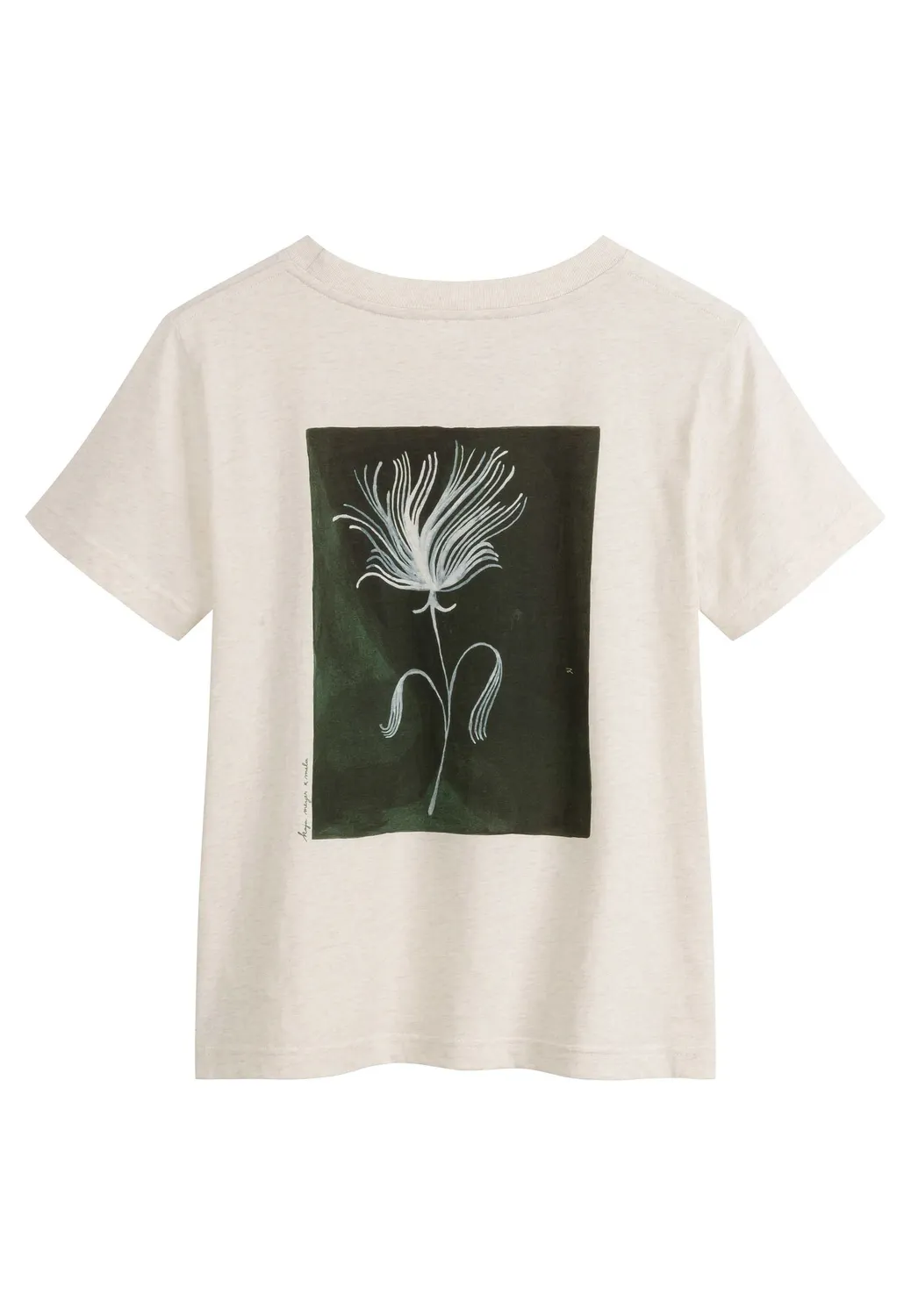 MELA Artist Edition Kaja T-Shirt cream melange grün Bio-Baumwolle