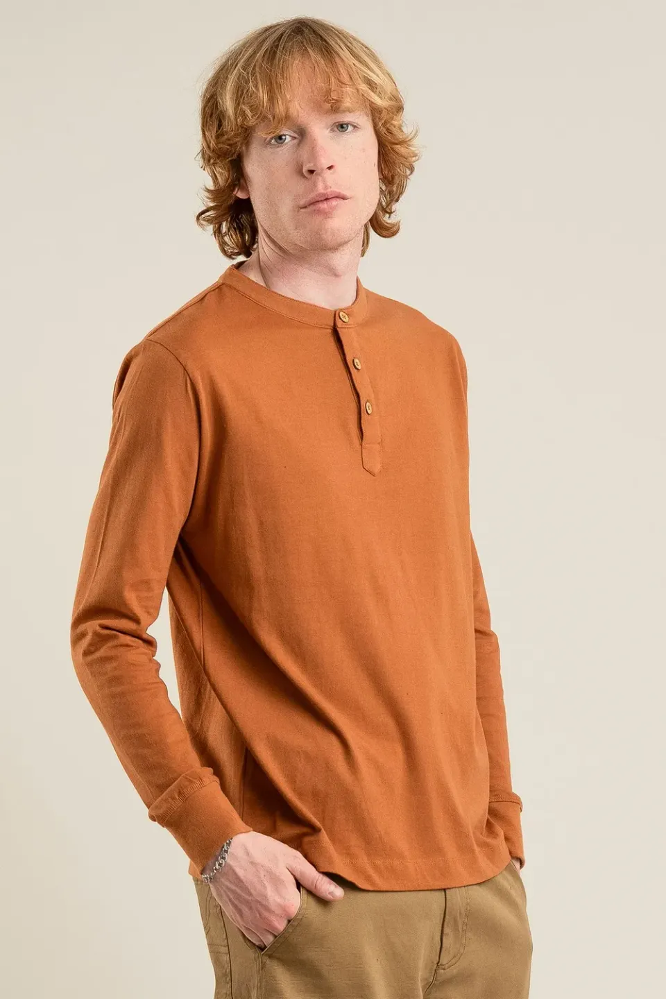 Komodo Arlo Shirt Brass L Langarm Bio-Baumwolle