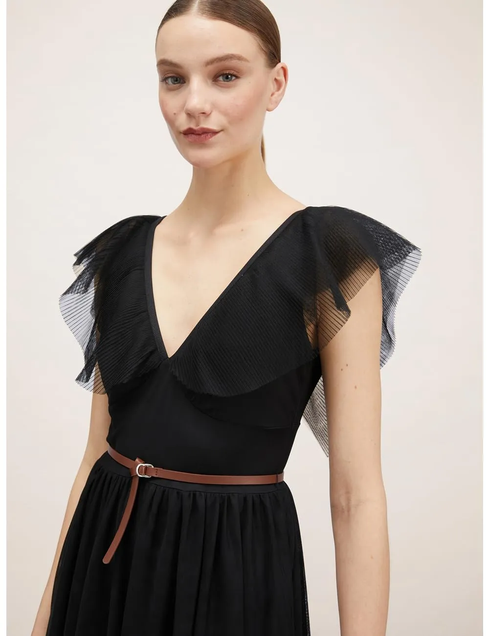 Motivi Spring Summer 24 Tüll Kleid kurz mit Plissee