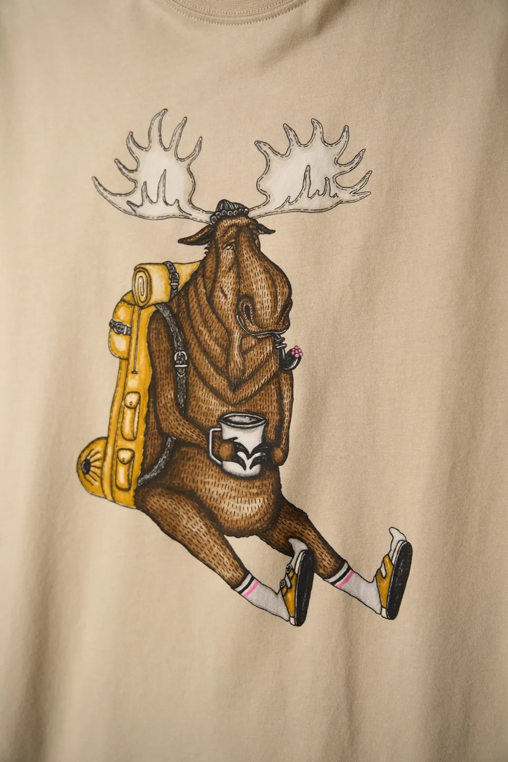 LAKOR Snooze Moose T-Shirt White Pepper Bio-Baumwolle