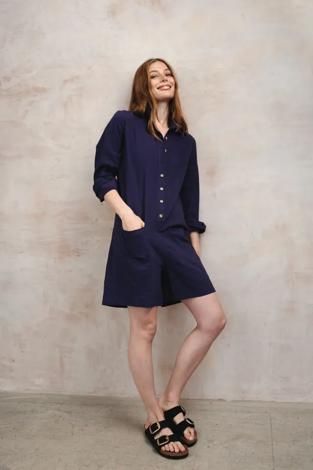 Komodo Tiff Playsuit Damen Navy Bio-Baumwolle 38
