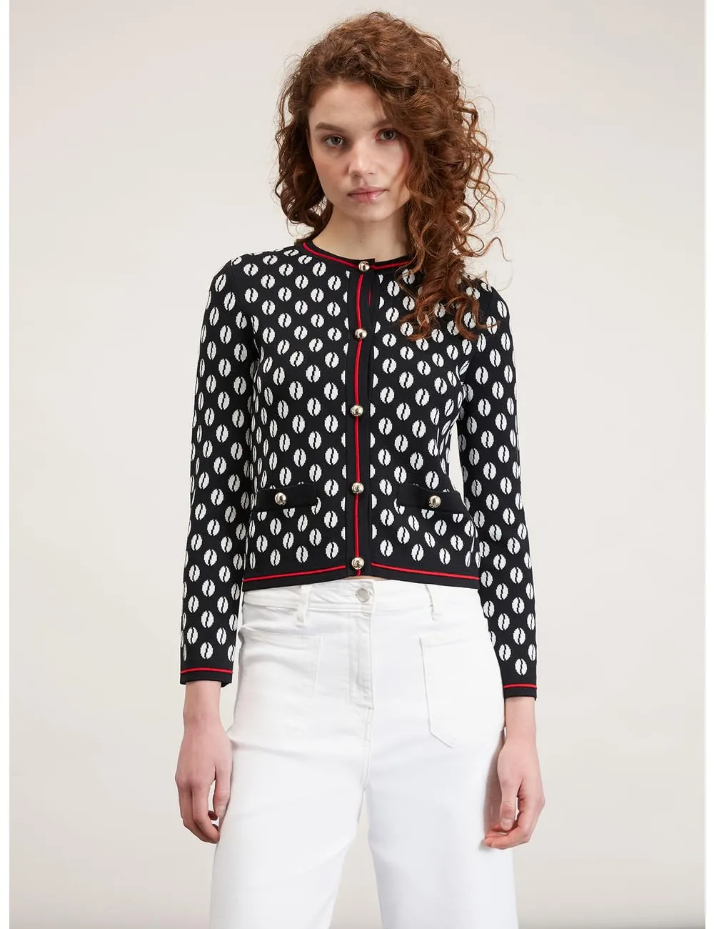 motivi Spring Summer 24 Cardigan Jacquardstrick kurz