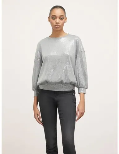 Motivi Sweatshirt kurz Shiny-Optik Ballonärmel