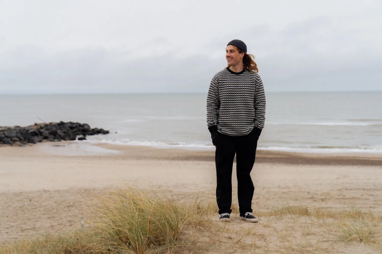 LAKOR Faroese Fisher Knit Off White/Black Wollpullover