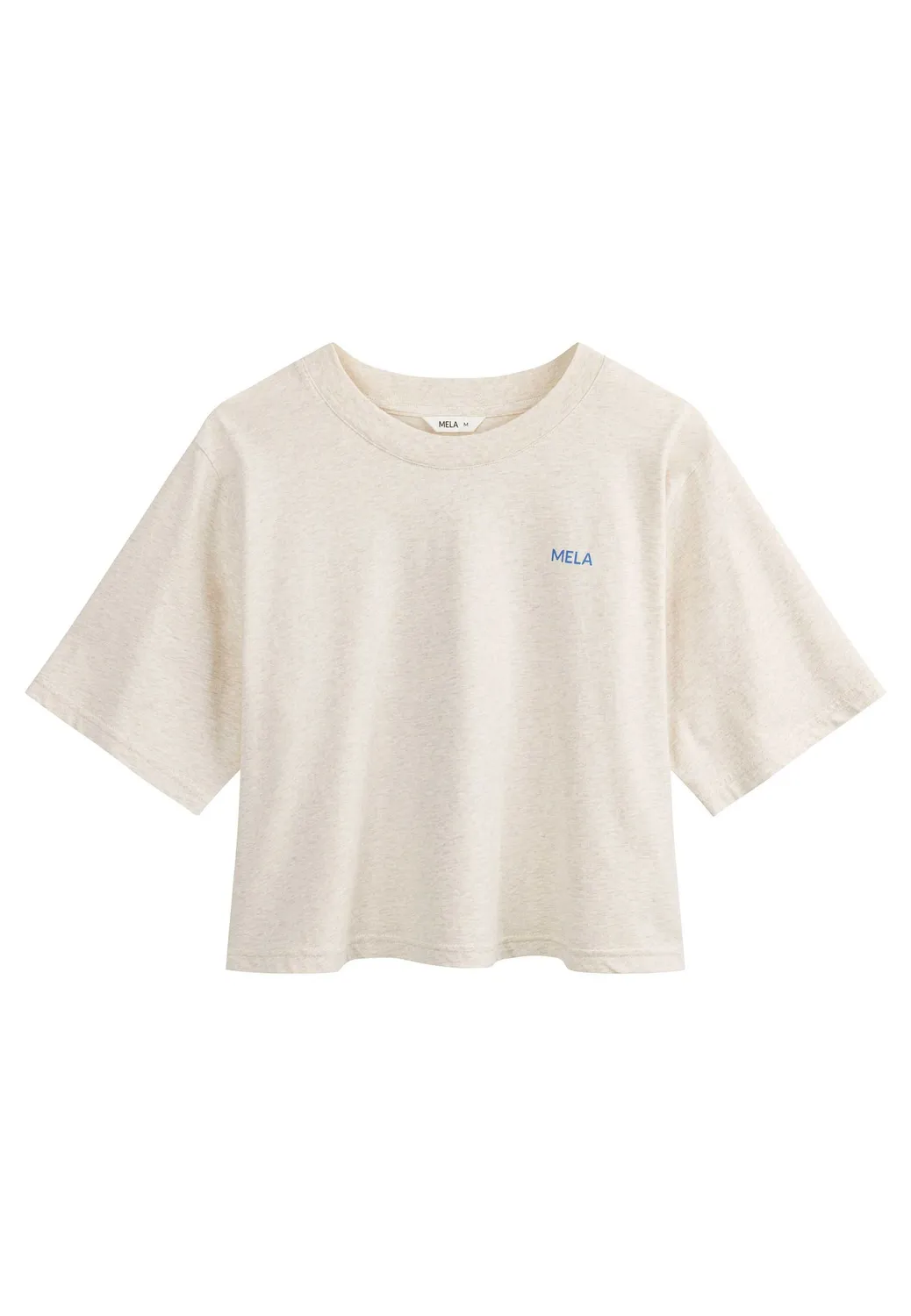 MELA Desna Cropped T-Shirt cream be kind Print Bio