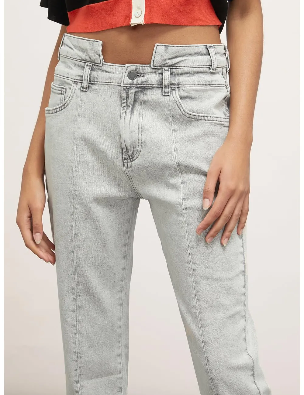 Motivi Spring Summer 24 Jeans gerade graue Waschung Denim