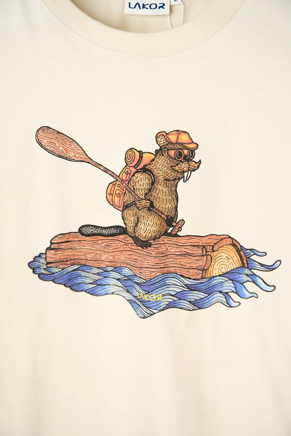 LAKOR Beaver Rafting T-Shirt Rainy Day Bio-Baumwolle