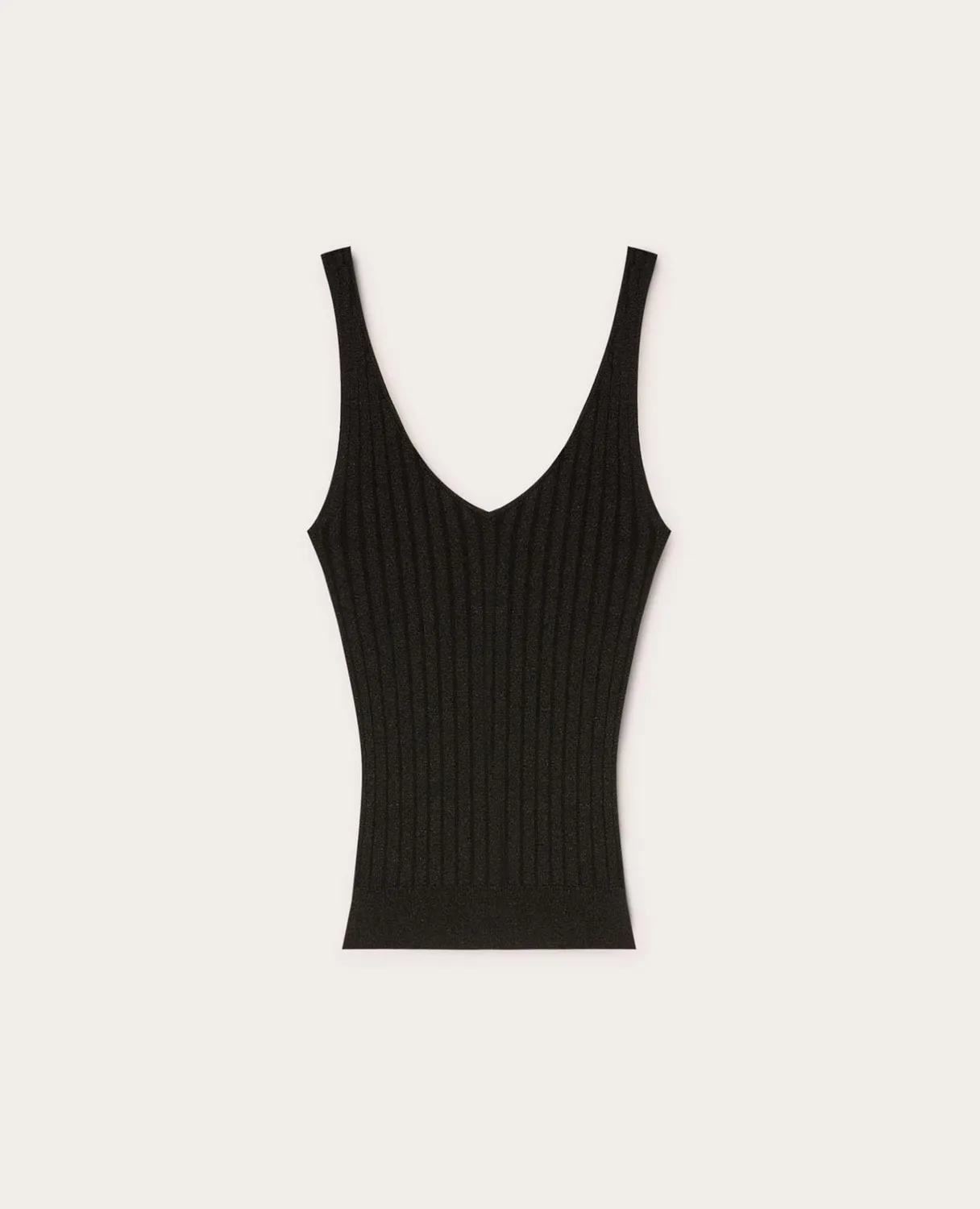 Motivi Lurex-Top gerippt Top Slim tiefer Ausschnitt