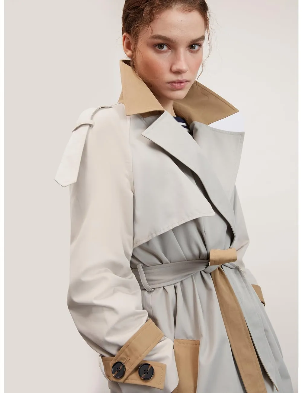 Motivi Zweireihiger Trenchcoat lang mit Gürtel