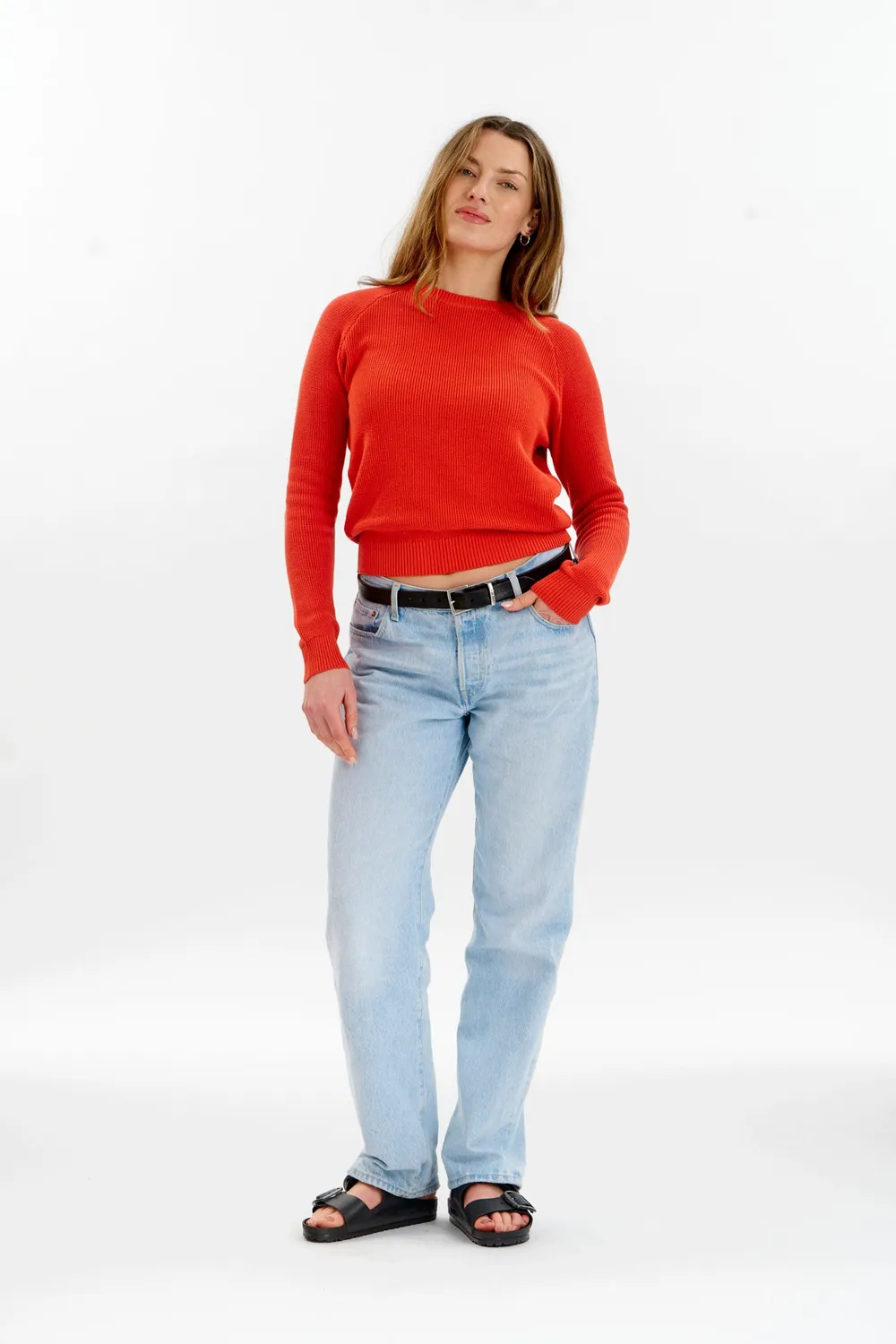 KOMODO FOG Pullover Rot Bio-Baumwolle Waffel