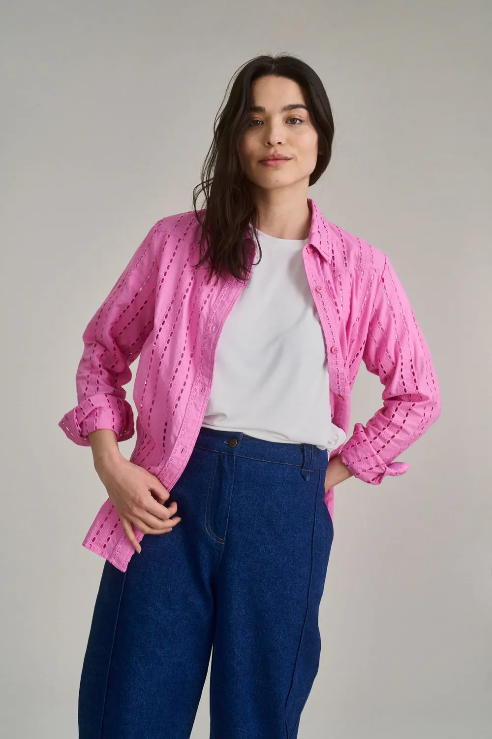 KOMODO RIO Bluse Pink aus Bio-Baumwolle Broderie