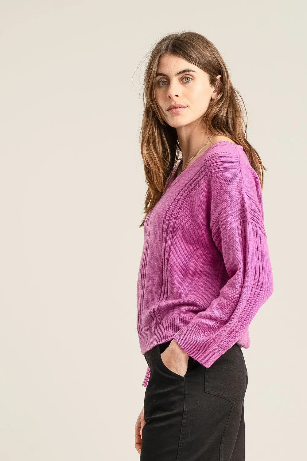 KOMODO ANYA Pullover Fuchsia Merinowolle