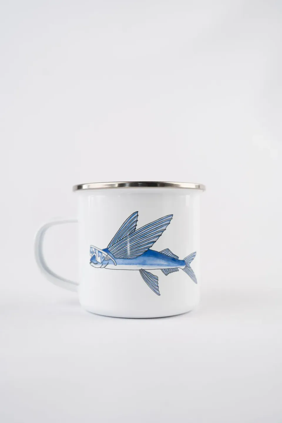 LAKOR Fly Fish Emaillebecher Weiß Fliegender Fisch
