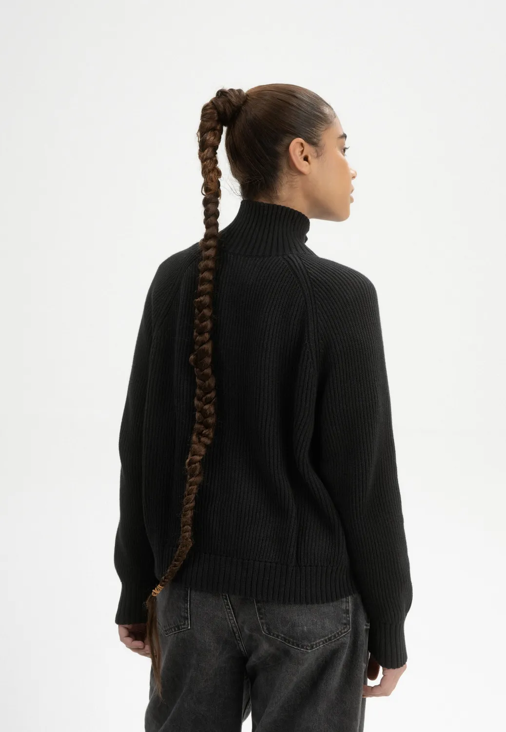 MELA KAMUKA Rippstrick-Jacke schwarz Baumwolle