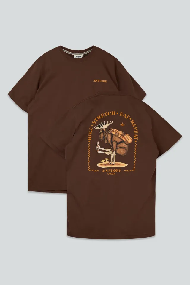 LAKOR Yoga Moose T-Shirt Chicory Coffee Bio