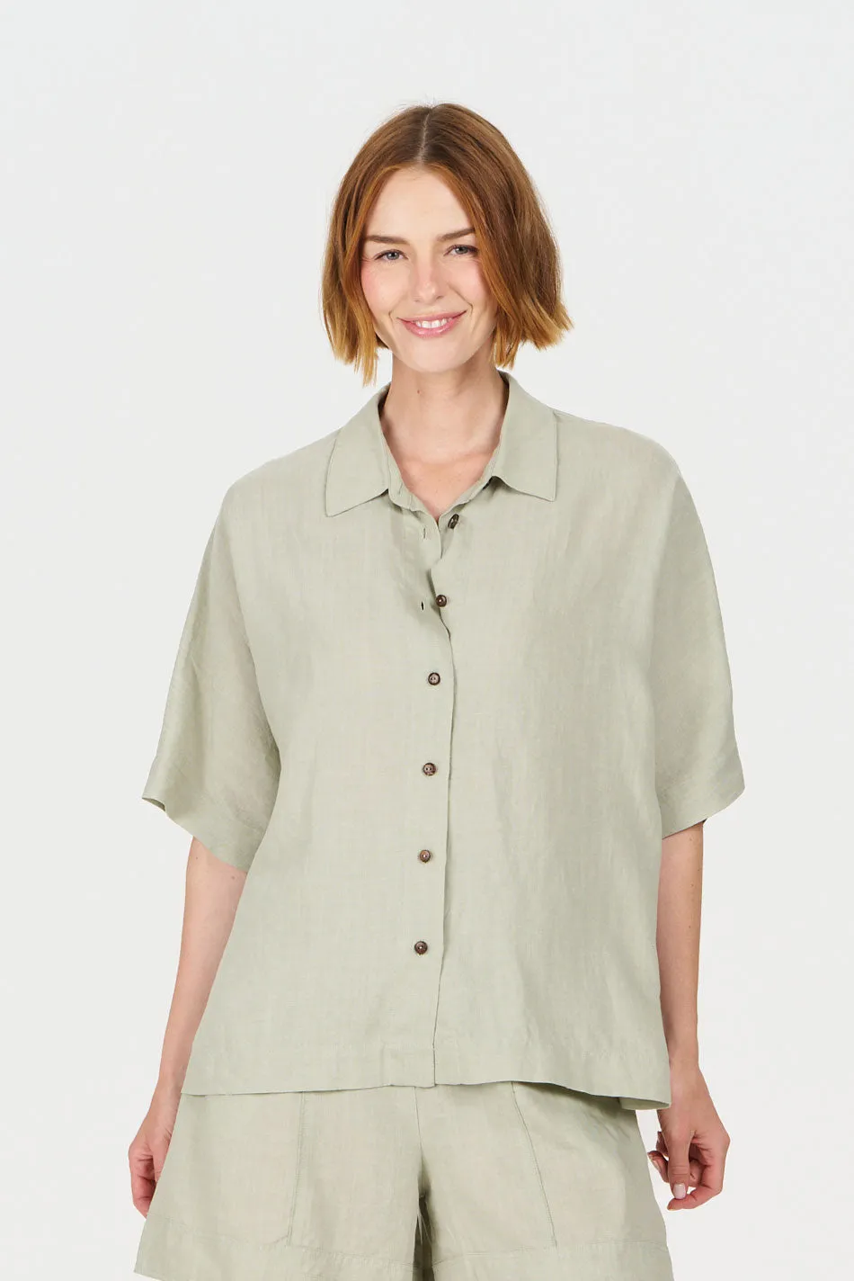 Komodo Kimono Hemd Soft Sage Tencel-Leinen