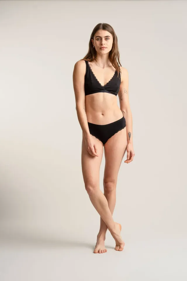 Komodo Paloma Slip Schwarz Bio-Baumwolle Spitze