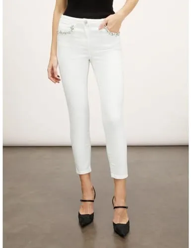 Motivi Skinny-Jeans Schmucksteine Jeans blau Stretch