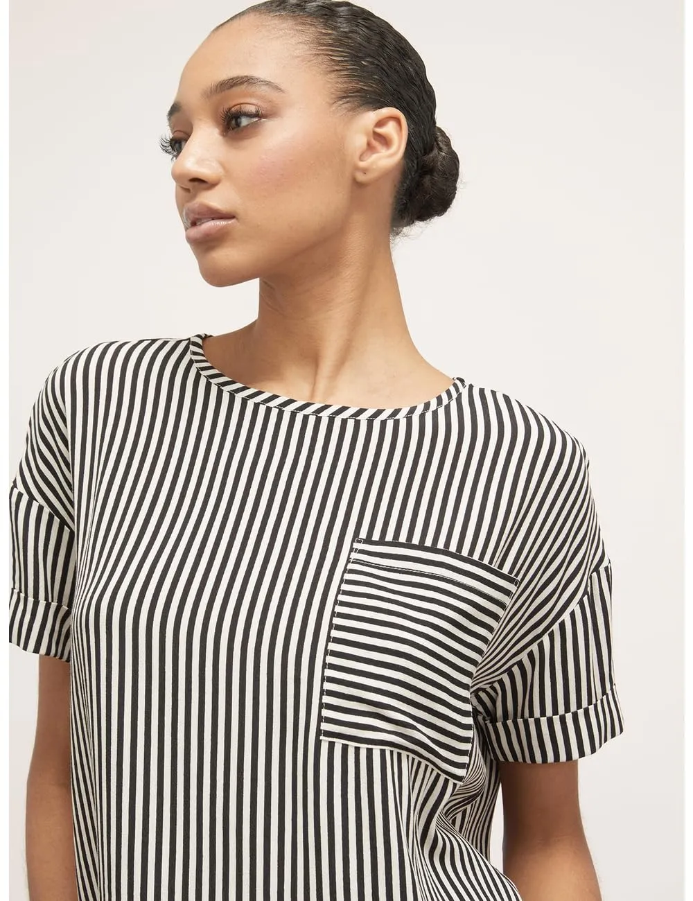 motivi Bluse Streifenmuster Boxy-Schnitt Krepp Größe XS