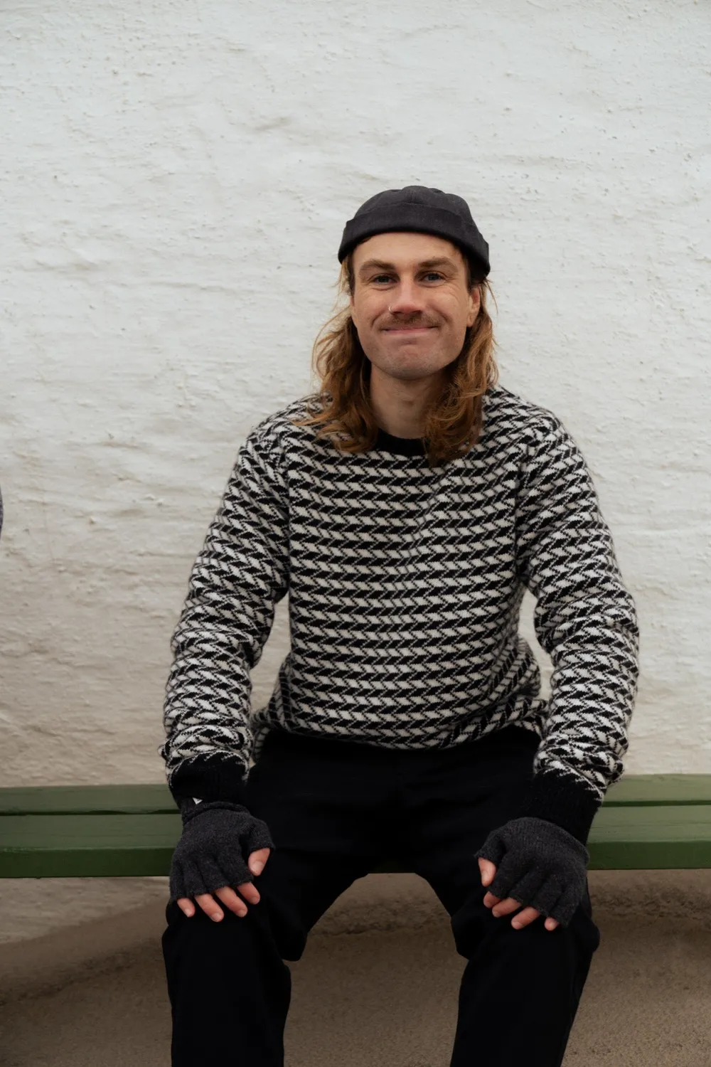 LAKOR Faroese Fisher Knit Off White/Black Wollpullover