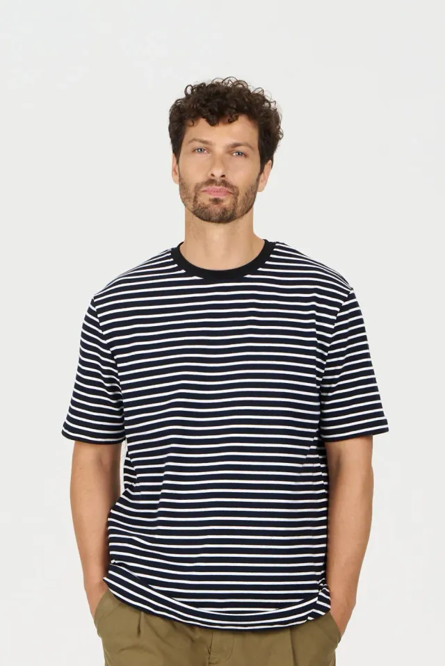 Komodo Claude T-Shirt Navy-Streifen Bio-Baumwolle