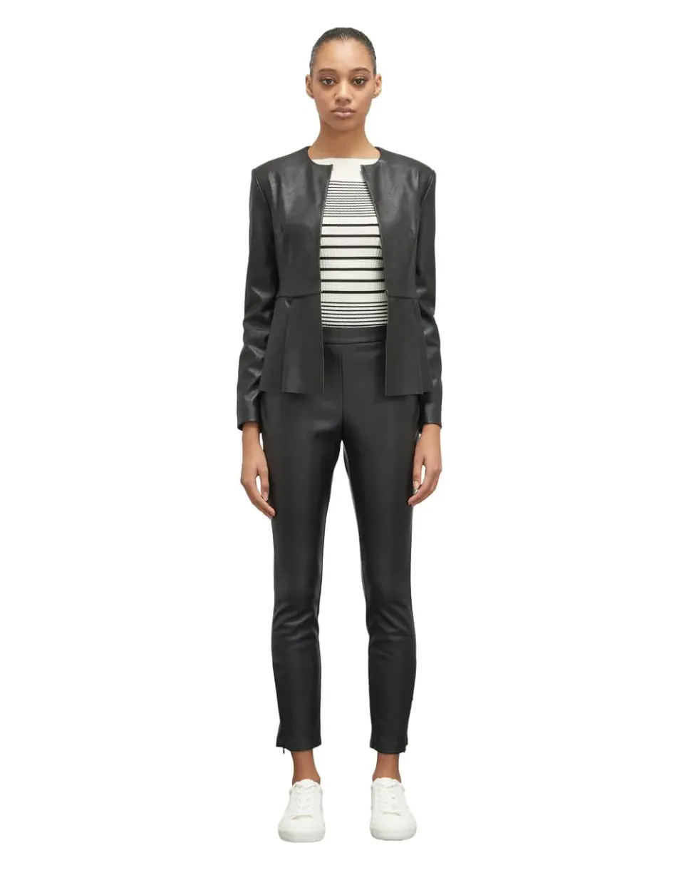 Motivi Peplum-Blouson Lederimitat mit Volant