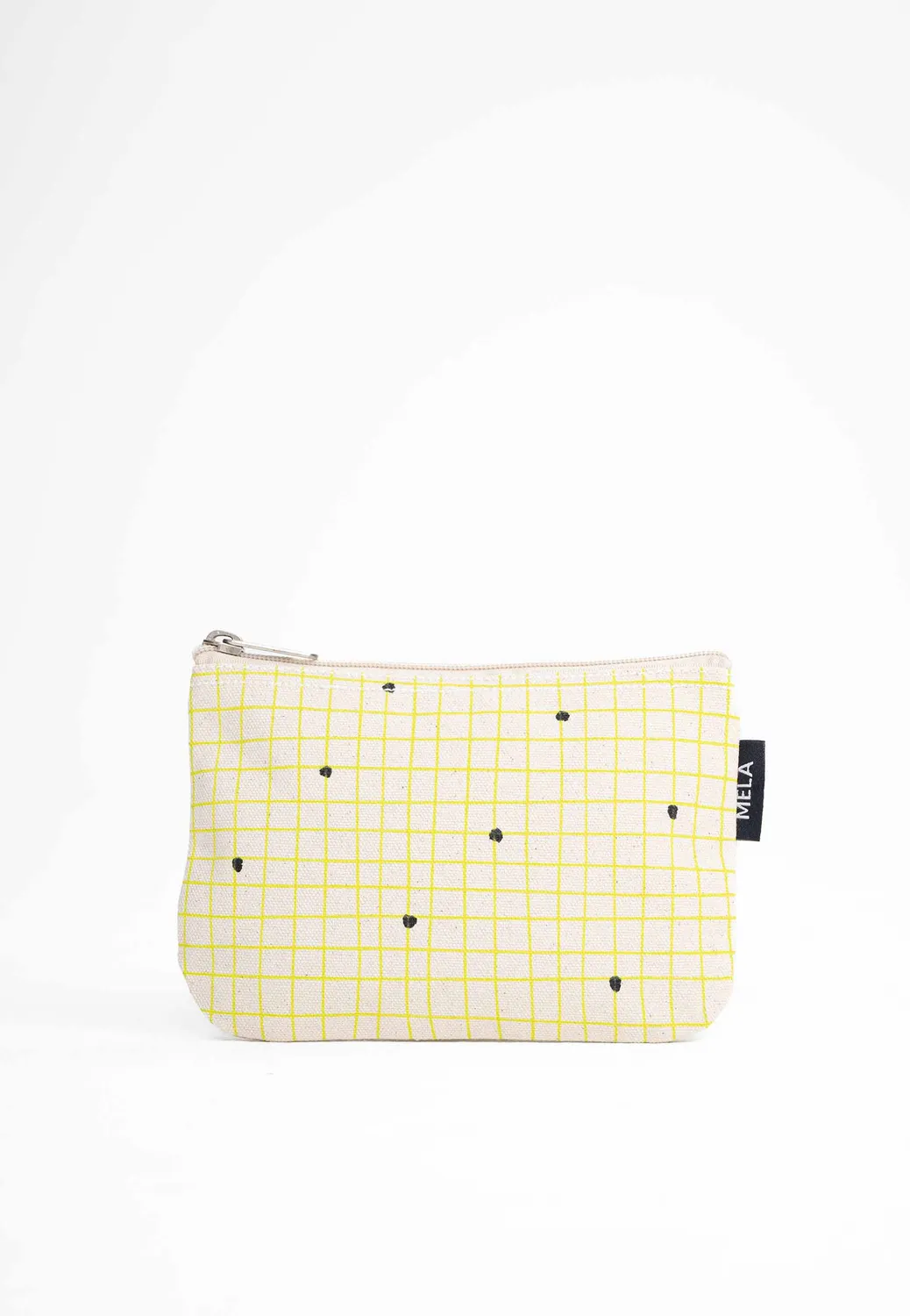 MELA Kleine Kosmetiktasche greige candy grid Baumwolle