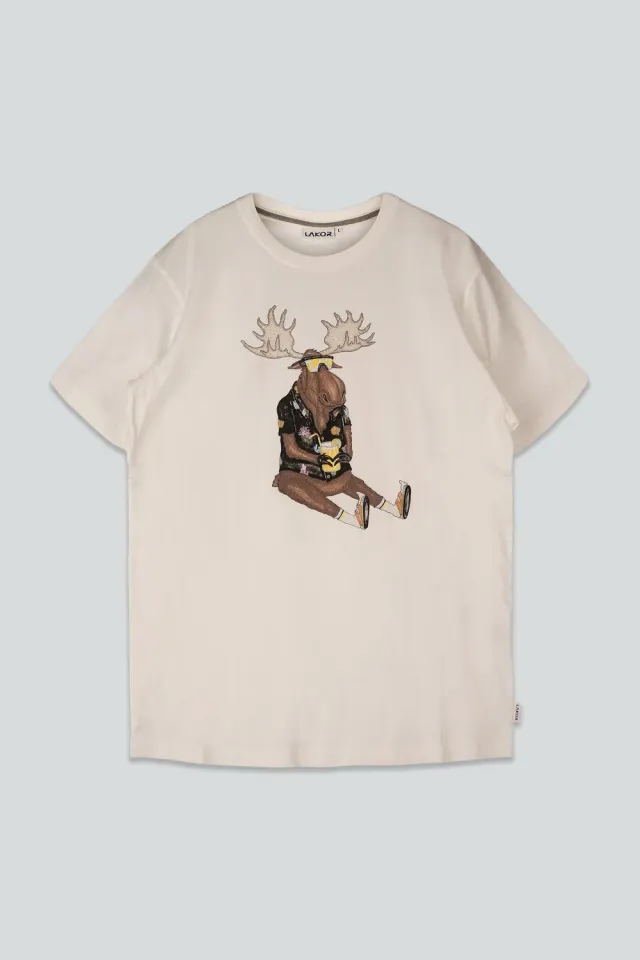 LAKOR Booze Moose T-Shirt Star White aus Bio-Baumwolle