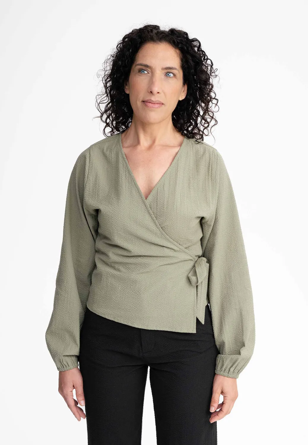MELA LILAM Wickelbluse schwarz schwarz atmungsaktiv Baumwolle