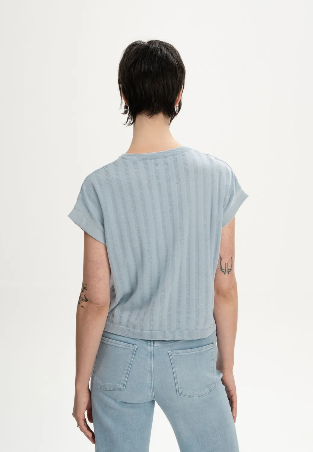 MELA BHARI Strick T-Shirt tiefsee aus Bio-Baumwolle