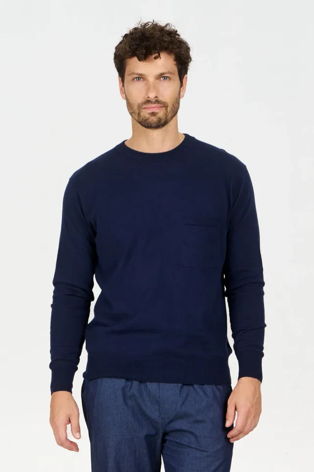 Komodo Pocket Pullover Herren Navy Bio-Baumwolle