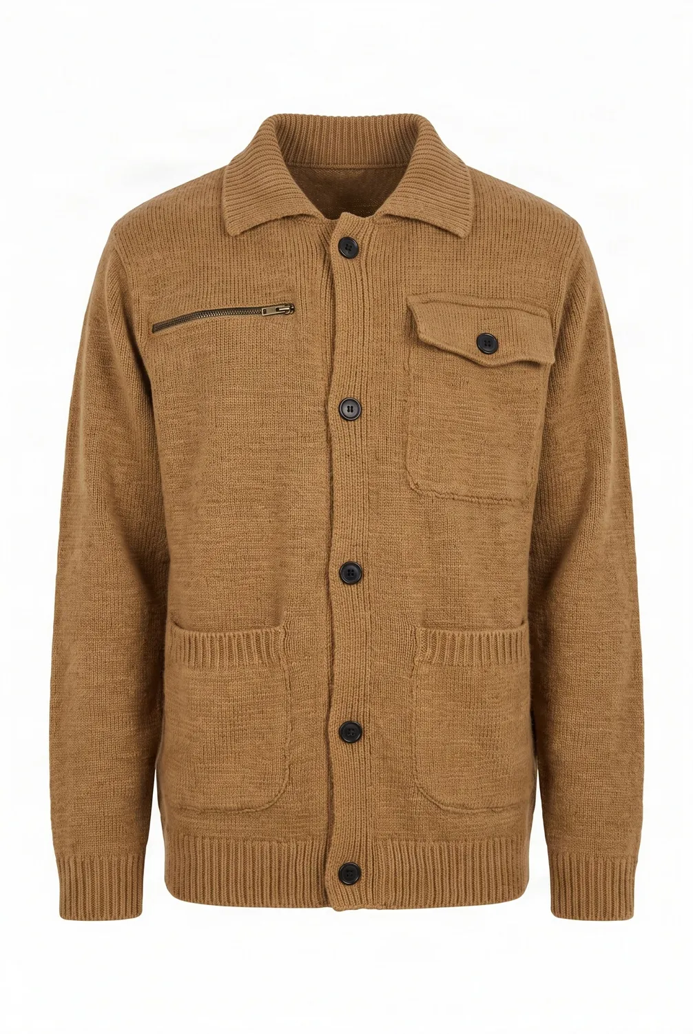 KOMODO WOLFIE Strickjacke Camel Herren Lambswool