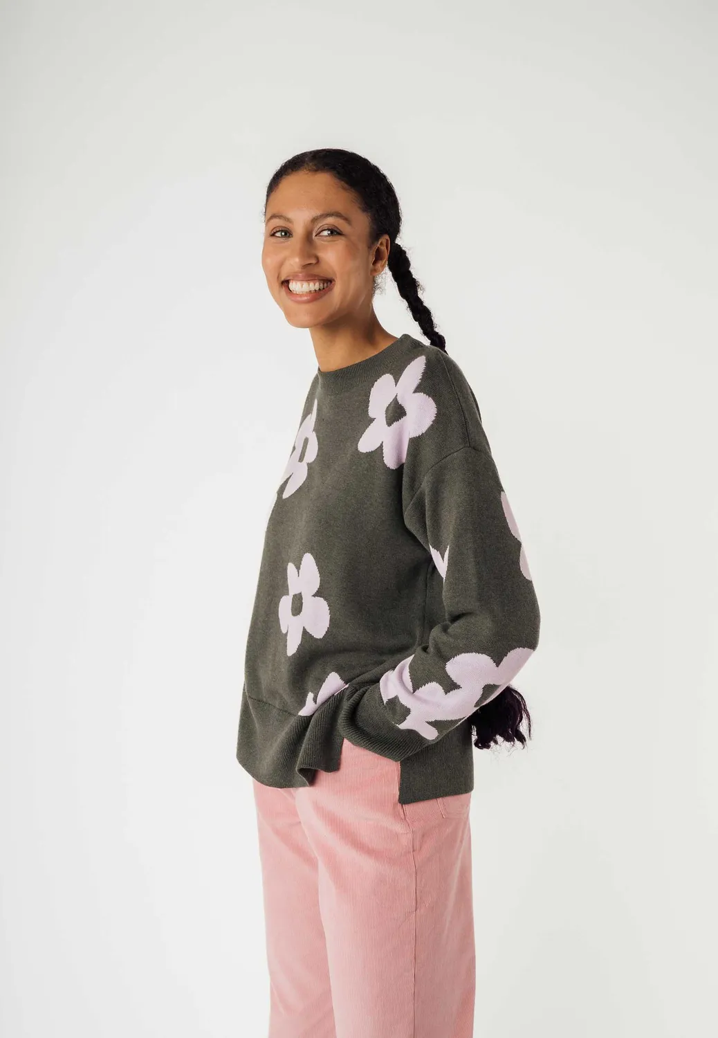 MELA Faiza Jacquard Pullover schwarz Bio-Baumwolle