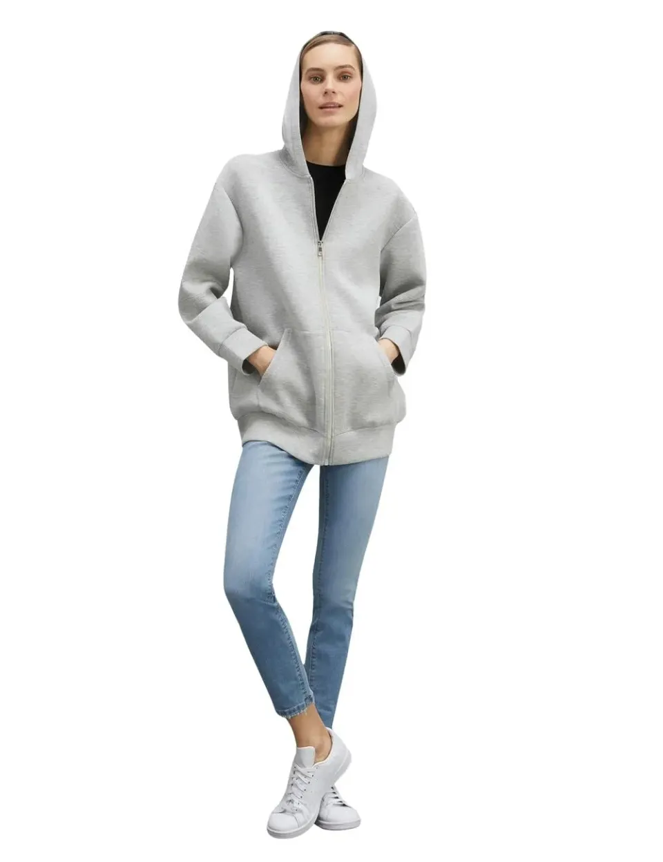 Motivi Oversize Scuba Sweatshirt Hoodie Reißverschluss