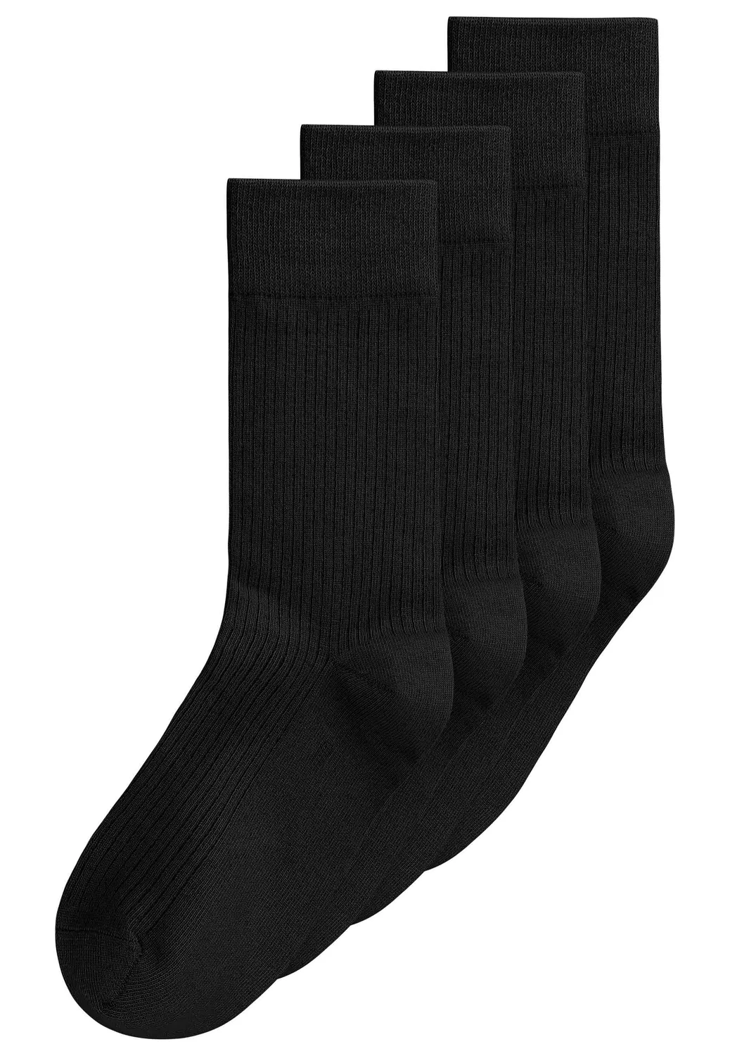 MELA Gerippte Socken 4 Paare weiß 39-42 Bio-Baumwolle