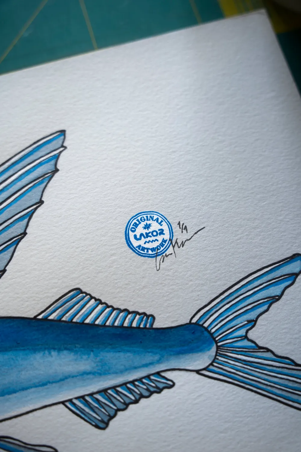 LAKOR Fly Fish Original Artwork White Recycling