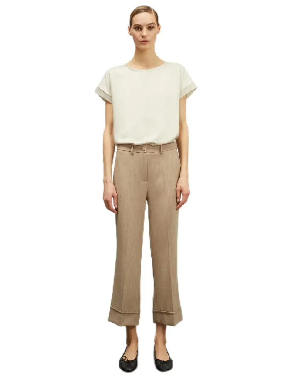 Motivi Cropped-Hose Polyviskose mit Aufschlag